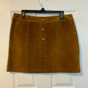 NWT Gianni Bini Darcy tan ‘cognac’ leather mini skirt sz L